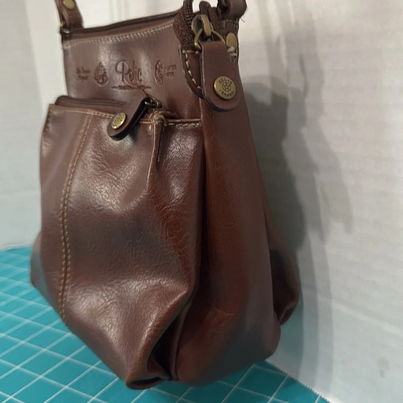 Relic Small Brown Leather Crossbody Adjustable Strap Bag 7x4x7 - Picture 4 of 10